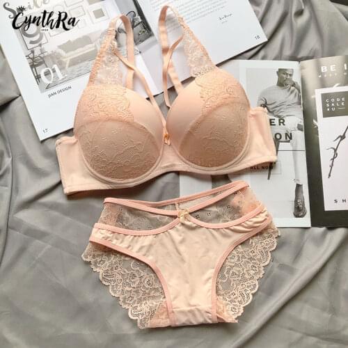 Lingerie Bra Underwear for Women Sexy Section Breathable Female Large Plus Size Lace Push Up Bralette Bra and Panty Set