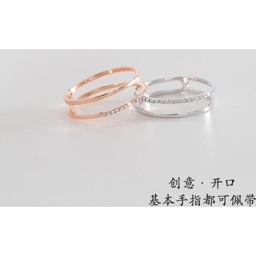 Korean Silver Color Multi-layer Crystal Rings Silver Opening Adjustable Rings For Women Men bague