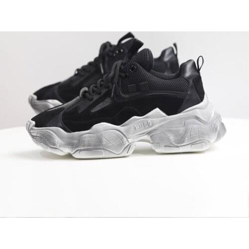 Leather Womens Chunky Sneakers 2021 Fashion Brand Dirty Women Chic Platform Trainers Casual Ladies Shoes Footwear