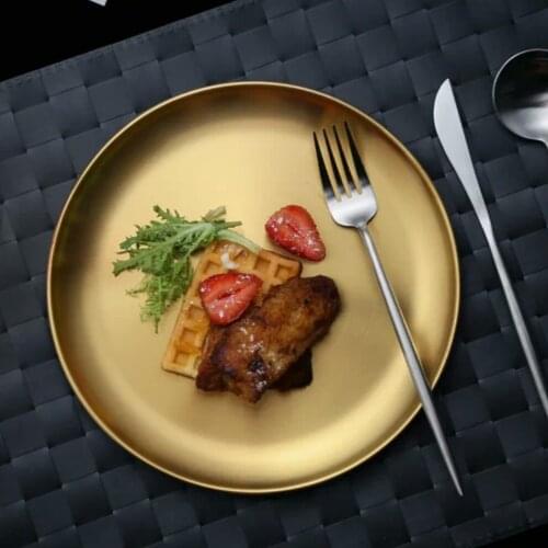 Golden Stainless Steel Storage Tray Luxurious Brass Gold Round Plate Metal Fruit Plate Dessert Snack Jewelry Display Tray