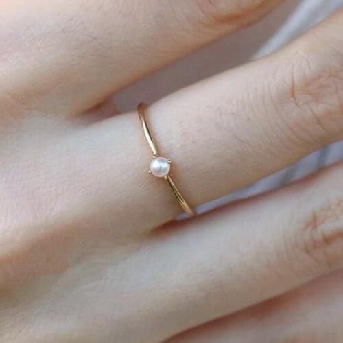 Mini Small Natural Freshwater Pearl Rings For Women Gold Color Jewelry For Women 2020 Fashion Gift