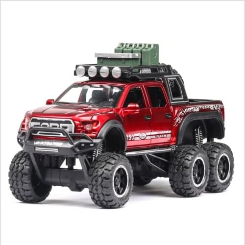 1: 32 Simulation Ford Raptor F150 With Acousto-optic Return Force Childrens Toy Car Model Boys Birthday New Year Gift Red