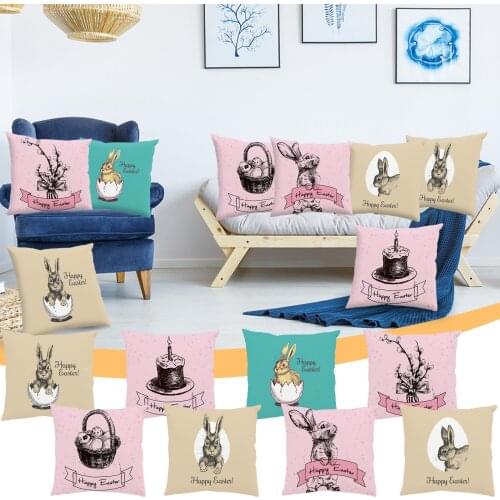 Pink Peachskin Sweet Dream Pillowcase Skin-friendly Soft Sleeping Pillow Case Easter Bunny Egg Decorative Throw Pillow Cover