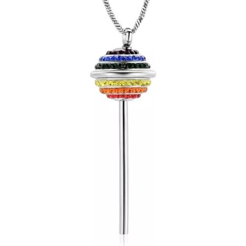 Stainless Steel Lollipop Memorial Urn Necklace For Human Keepsake Pendant Cremation Jewelry Hold Ashes Of Loved Ones