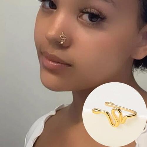Simplicity Punk Snake Nose Piercing Helix Piercing Nostril Earring Nose Ring Fake Earrings Ear Cuff Clip Fake Piercing Jewelry