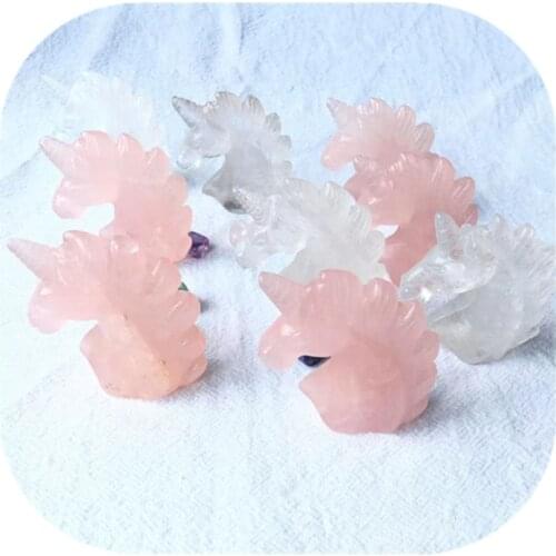 Rose Quartz Unicorn Natural Crystals Animals For Decoration
