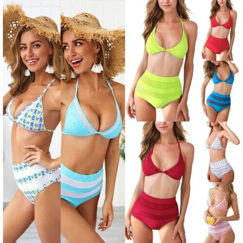 Sexy Mesh High Waist Swimsuit Bathing Suits Women Bandage Strappy Bikini Set Swimming Suit for Women Swimwear Brazilian Bikini