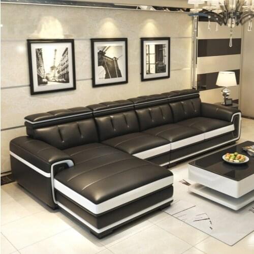 Modern leather sofa leather simple living room corner leather art sofa size apartment combination leather sofa direct sales