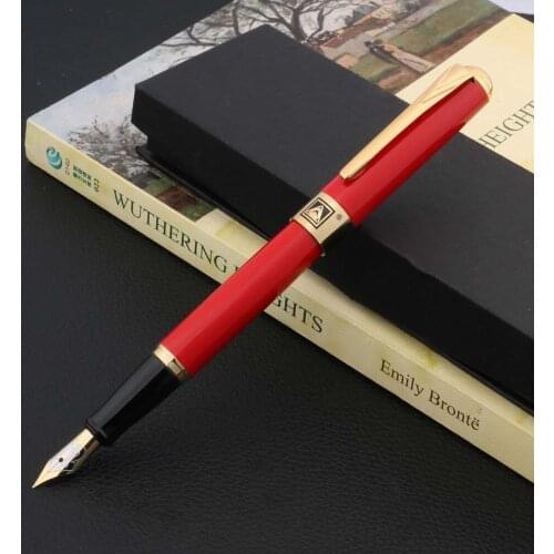 Chinese Red Calligraphy Golden Metal Gift Fountain Pen School Office Writing Supplies
