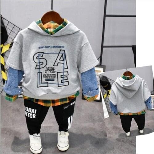 2020 Spring Kids Boy Clothes Set 3 Pieces Suits boys hoodie + shirt + pants Children little casual boys clothing sets 2-6 Years