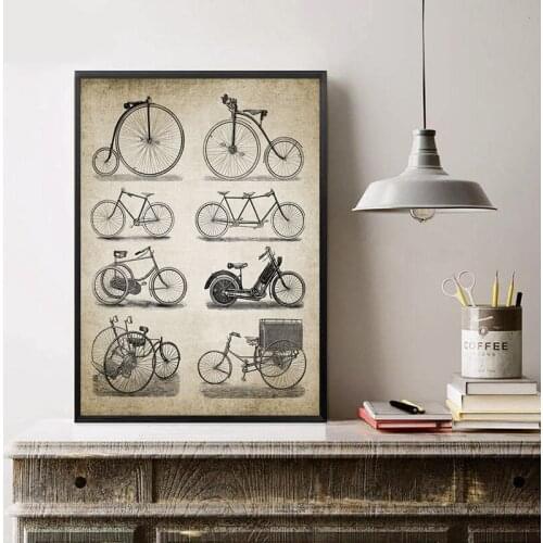 Vintage Bicycles Patent Posters and Prints Cycling Wall Decoration Pictures Cyclist Gift Retro Wall Art Canvas Painting Decor