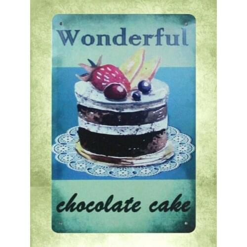 Wonderful Chocolate Cake Tin Metal Sign Garden Reproductions