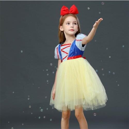 Yellow Halloween Princess Costume Kids Dresses for Girls Role-play Dress up Flower Girl Wedding Evening Children Clothes