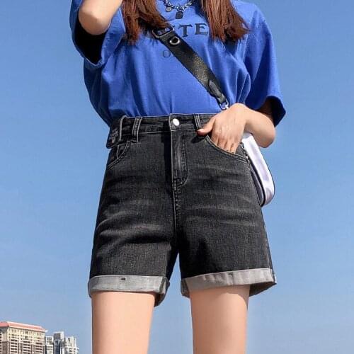 2021 Summer High Waist Stretchy Jeans Embroidered Women Slim Fit Zipper Pockets Bottoms Short Jeans Female