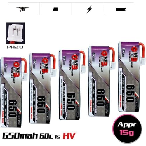 1-10PCS GNB 3.8V 650mAh 60C/120C 1S 4.35V HV Lipo battery PH2.0 Plug for Tinyhawk Snapper7 E010 M80S Tiny7 Beta85 Drone