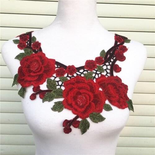 1 PC Embroidered Floral Lace Neckline Neck Collar Scrapbooking Trim Clothes Sewing Applique Embroidery edge CL850