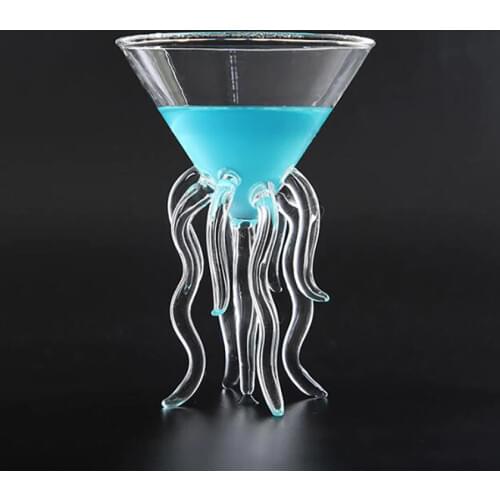 100ML Creative Jellyfish Transparent Cocktail Glass Bar Club Wine Champagne Glass Goblet, DIY Dessert Juice Drink Mug Cups