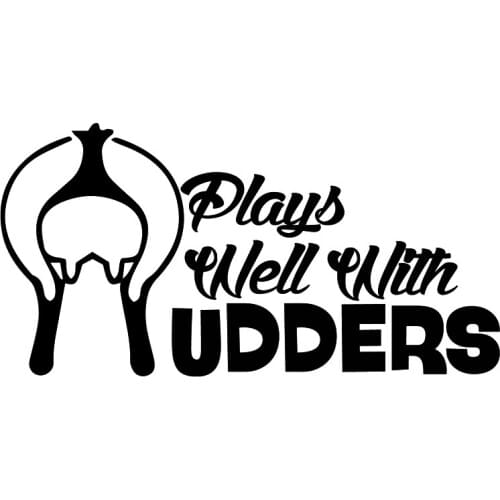 16*8.1cm Plays Well With Goat Decal Window Bumper Sticker Car Decor Farm Love Pet Car Styling Car Sticker