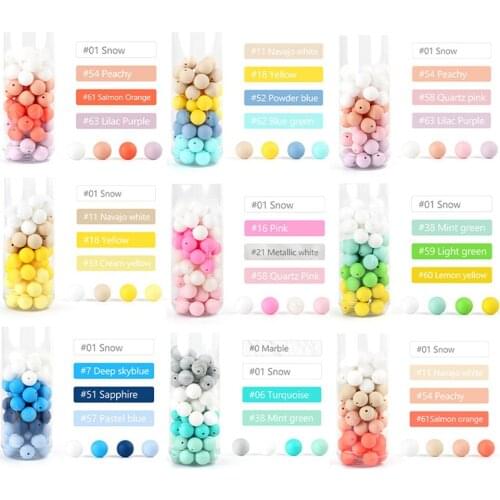 Keep&Grow 20Pcs Silicone Beads 15MM Round Beads Food Grade Pearl Silicone Baby Teether Toys DIY Baby Teething Pacifier Chain