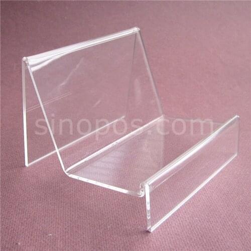 Acrylic Handbag Display Stand 110mm, clear glass pad tablet support brackets clutch bag purse wallet rack cosmetics show shelf