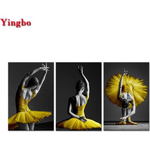 Diamond embroidery Ballerina Girl Elegant Dancers Diy diamond painting full square round diamond mosaic Cross Stitch Kit 3 pcs