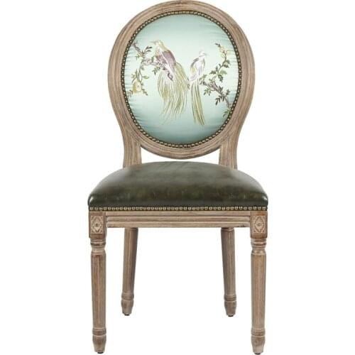 American retro country leisure chair European solid wood dining chair desk chair simple fashion coffee chair