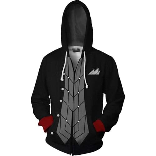 Anime Persona 5 Akira Kurusu Hoodies Sweatshirt 3D Zipped Novelty Streetwear Adult Top Casual Hooded Streetwear Unisex