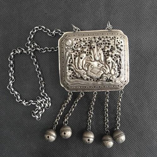 Antique Miscellaneous Collections Ancient Three Smiles Silver Locks Special Promotions,Free shipping