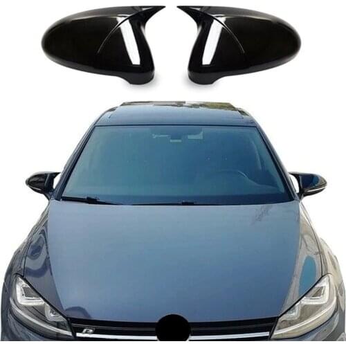 2 Pieces Bat Style New High Quality Abs Plastic Mirror Covers Caps RearView Case Gloss Black For VW Golf MK7 7.5 GTI 7 7R 2012