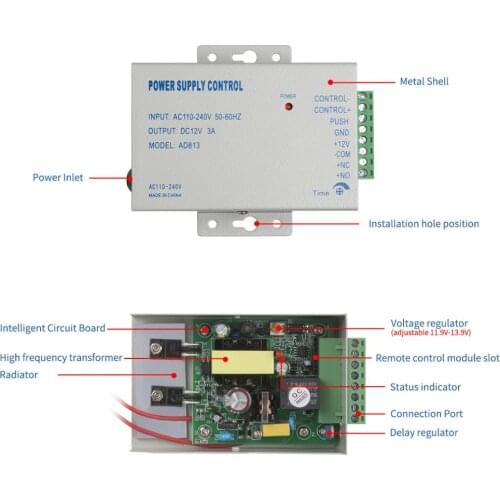 TMEZON Power Supply Control for Electric Strike Lock Narrow Type Electric Door Lock