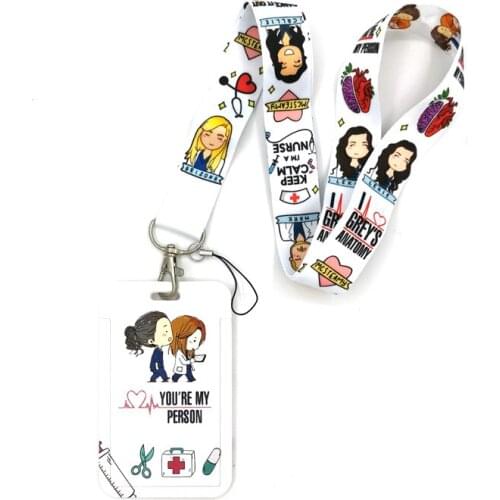 Greys Anatomy Medical Doctor Nurse Key lanyard Car KeyChain ID Card Pass Gym Mobile Phone Badge Kids Key Ring Holder Jewelry