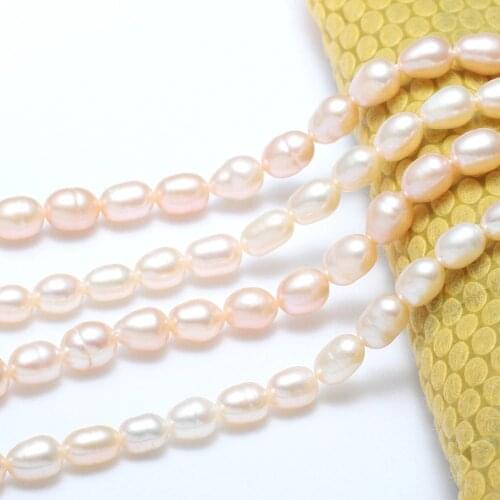 Cultured Rice Freshwater Pearl Beads Natural Pink Grade A 5-6mm 15inch/Strand 0.8mm Hole for DIY Bracelet Necklace Jewelry