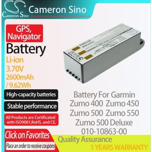 CameronSino Battery for Garmin Zumo 400 Zumo 450 Zumo 500 Deluxe Zumo 550 fits Garmin 010-10863-00 GPS, Navigator battery 3.70V