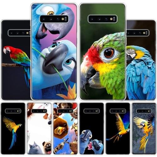 Funny Parrot Blue Color Phone Case For Samsung Galaxy A51 A71 A50S A30S A10 A20E A40 A70 M30S A91 A01 A6 A7 A8 A9 Plus + Cover