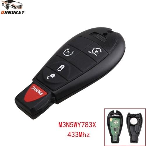 Dandkey 4+1 5 Buttons Fob For Dodge Jeep Chrysler Caravan Cherokee 2008-2014 M3N5WY783X IYZ-C01C 433Mhz Smart Remote Car Key