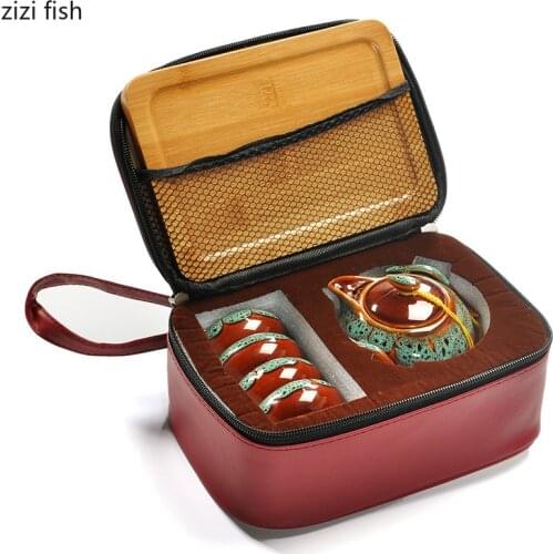 Travel Tea Set Ceramic Tea Pot and Cup Set Portable Outdoor Tea Supplies Multiplayer Picnic Wine Cups Painted Porcelain Teapot