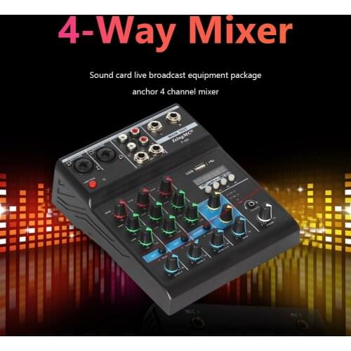 F-4A Professional Wireless 4-channel Audio Mixer Portable Bluetooth-compatible USB Sound Mixing Console Input Phantom Poweri
