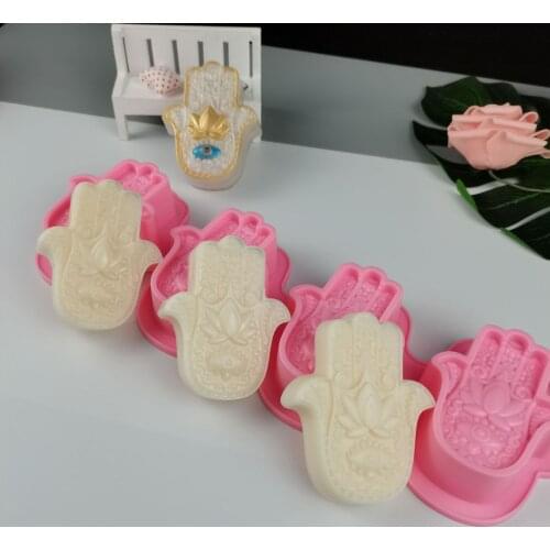 Bergamot Flower Cake Mold Candle Mold Four-hole Hand of Fatima Silicone Mold Eye of God Silicone Mold Handmade Soap Mold
