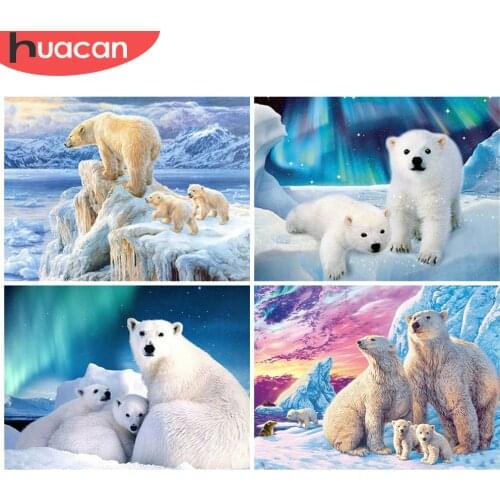 HUACAN Full Square 5D DIY Diamond Painting Bear Rhinestone Kit Diamond Embroidery Animal Cross Stitch Needlework Home Decoration