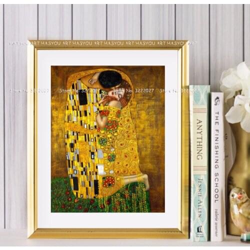 Pure Hand painted Art Famous gustav klimt oil painting reproduct Abstract The Kiss art Oil Painting Canvas Painting Art Poster