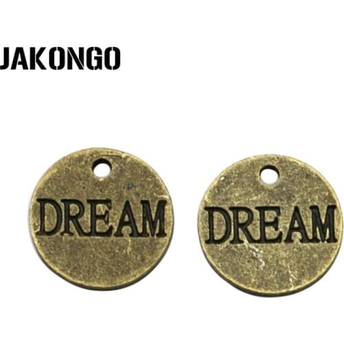 KJjewel Antique Bronze Plated Dream Charm Pendant Bracelets Jewelry Findings Accessories Making Craft DIY 17mm