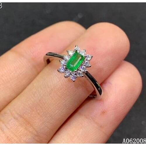 KJJEAXCMY fine jewelry 925 sterling silver inlaid natural emerald ring new female noble gemstone ring vintage support test