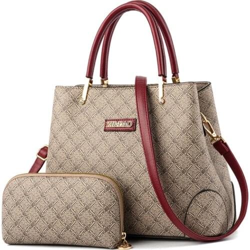 2PCS Bags Set Women Leather Handbag With Wallet Luxury Designer Handbags Ladies Shoulder Bags For Women 2019 Bag Bolsas Quality