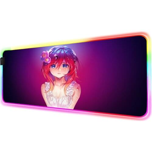 RGB Mouse Pad anime girl red Gamer Accessories Life Large LED MousePad XL Gaming Desk Mat 90x40cm with Backlit alfombrilla raton