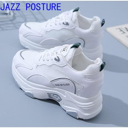 White 6 cm platform womens vulcanized sole casual shoes beige autumn sneakers w252