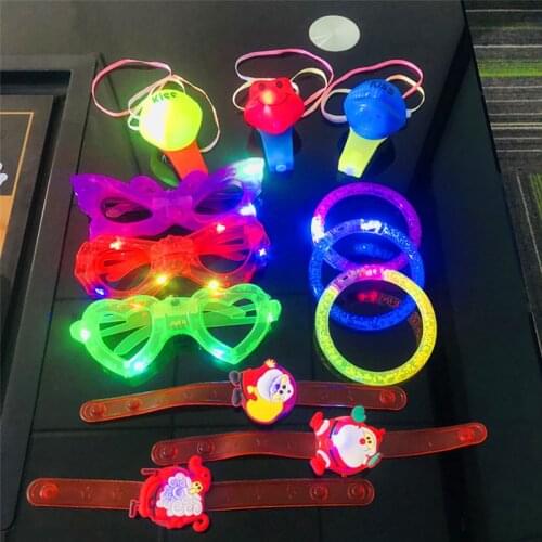 Flashing LED Light Up Toy Party Favors Glow in The Dark Party Bracelet Glasses Whistle Slingshot Supplies for Kid Christmas Gift
