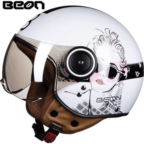 BEON Motorcycle Retro 3/4 Half Face Helmets Vintage Scooter helmet Open Face Women Motor Bike Helmet ECE Motorbike Men