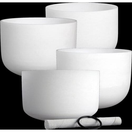 6/8/10/12 Inch 4 PCs White Crystal Singing Bowl Set for Chakra Balancing/Yoga/Meditation/Sound Therapy