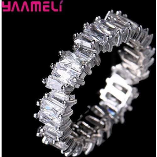 New Fashion Small Square CZ Paved Statement Rings For Women Wedding/Anniversary/Daily Wear 925 Sterling Silver Round Finger Ring