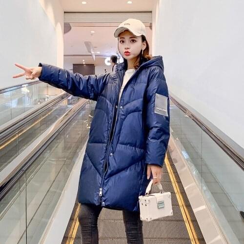 Autumn Winter New Fashion Appliques Letter bright Surface Coat Women Casual Loose Thick Down Coats Slim Hooded down jacket Mw924